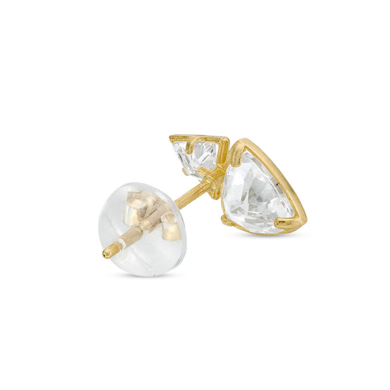 Trillion-Cut Cubic Zirconia Geometric Stud Earrings in 10K Gold