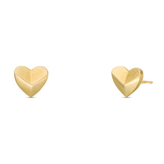 Geometric Heart Stud Earrings in 10K Gold