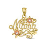 Thumbnail Image 0 of Cubic Zirconia and Diamond-Cut Beaded "Mama" Floral Filigree Necklace Charm in 10K Two-Tone Gold