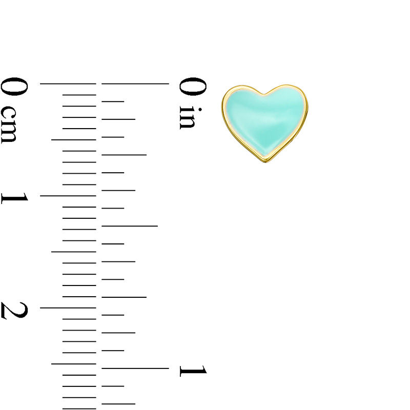 Main Image 2 of Child's Blue Enamel Heart Stud Earrings in Sterling Silver with 18K Gold Plate