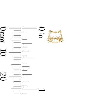 Sleeping Cat Face Stud Earrings in 10K Gold