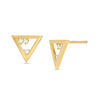 Thumbnail Image 1 of Cubic Zirconia Floating Three Stone Open Triangle Stud Earrings in 10K Gold