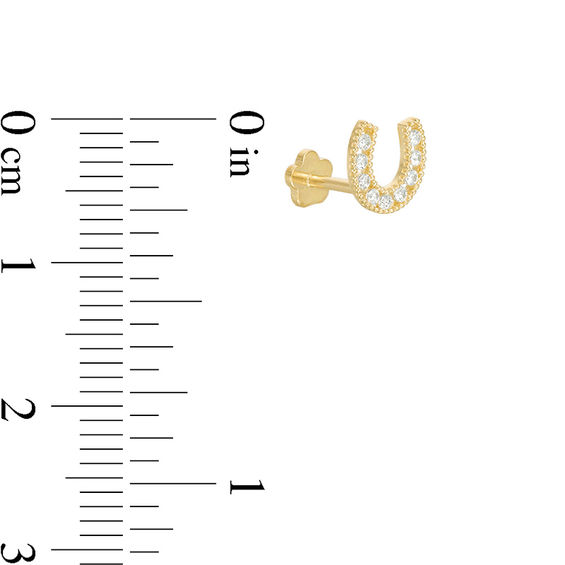 019 Gauge Cubic Zirconia Horseshoe Cartilage Barbell in 14K Gold
