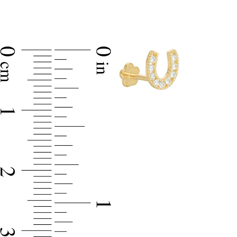 019 Gauge Cubic Zirconia Horseshoe Cartilage Barbell in 14K Gold