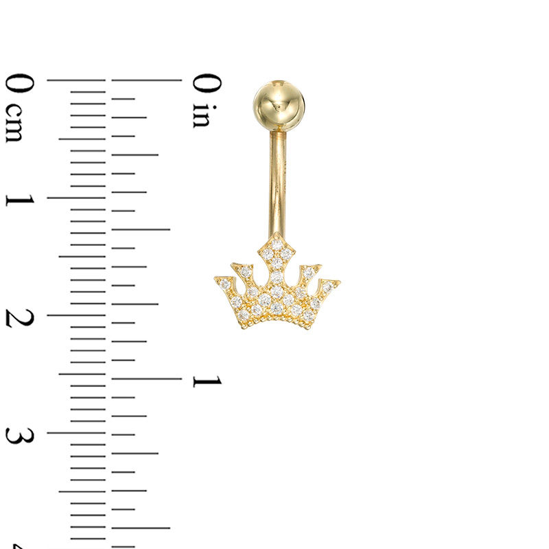 Main Image 2 of 014 Gauge Cubic Zirconia Crown Belly Button Ring in 10K Gold