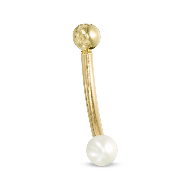 Main Image 1 of 016 Gauge 3mm Freshwater Cultured Pearl Curved Barbell in 10K Gold