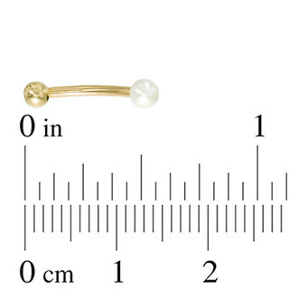 016 Gauge 3mm Freshwater Cultured Pearl Curved Barbell in 10K Gold