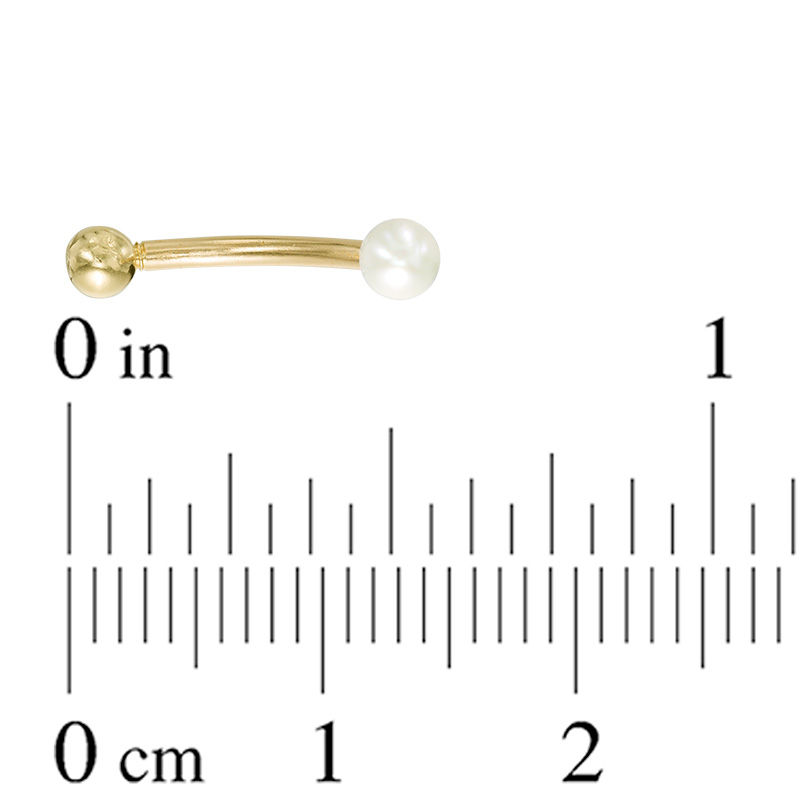 016 Gauge 3mm Cultured Freshwater Pearl Curved Barbell in 10K Gold