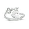 Thumbnail Image 1 of Adjustable Key and Heart Lock Bypass Toe Ring in Sterling Silver