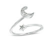 Thumbnail Image 0 of Sterling Silver CZ Crescent Moon and Star Bypass Midi/Toe Ring