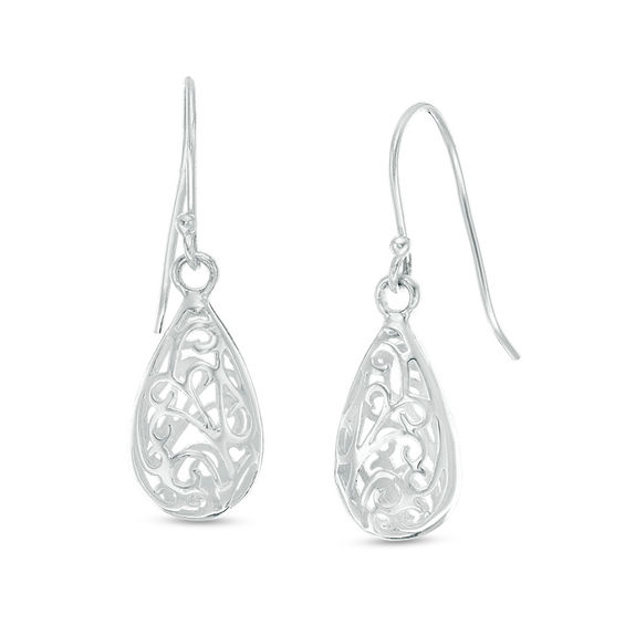 Filigree Teardrop Earrings in Sterling Silver