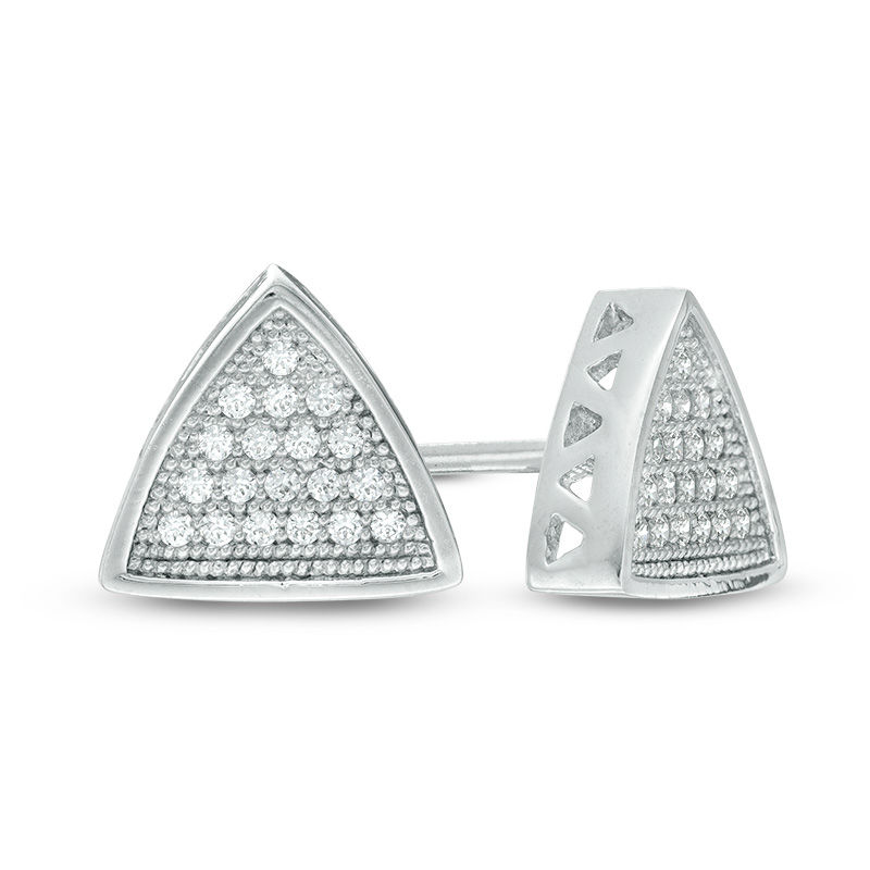 Main Image 1 of Cubic Zirconia Pavé Triangle Stud Earrings in Sterling Silver