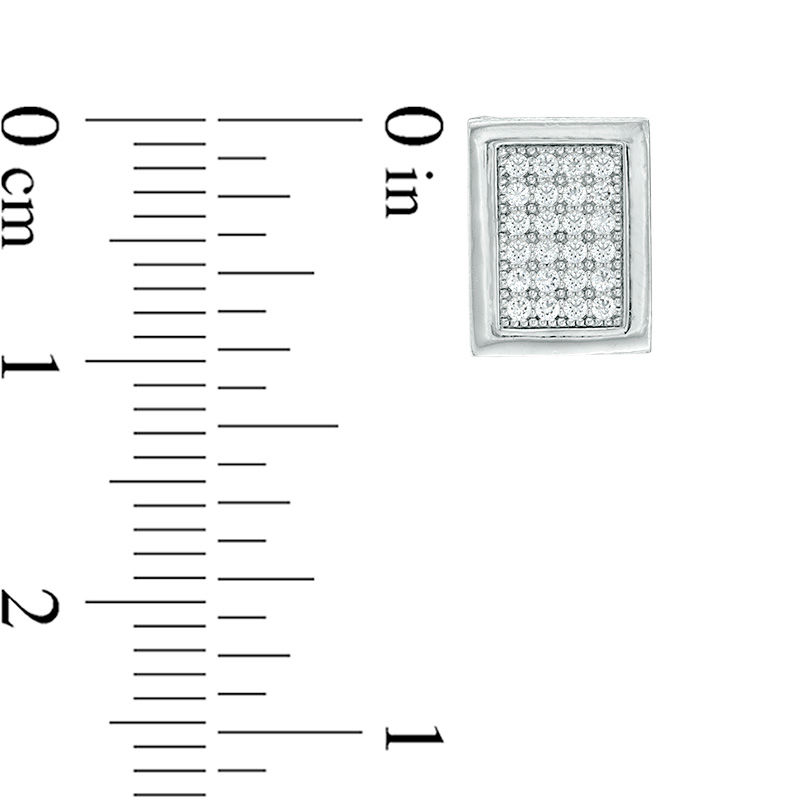 Main Image 2 of Cubic Zirconia Pavé Rectangle Composite Stud Earrings in Sterling Silver