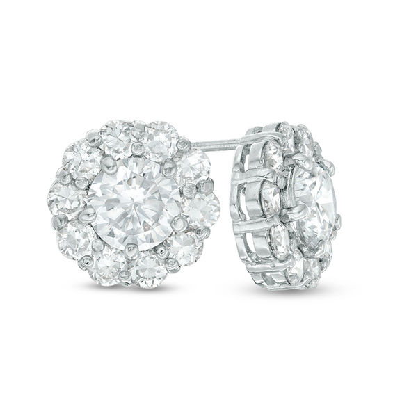 7mm Cubic Zirconia Frame Stud Earrings in Sterling Silver