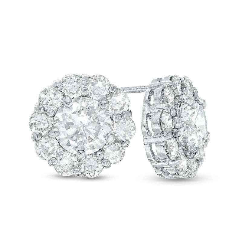 Main Image 1 of 7mm Cubic Zirconia Frame Stud Earrings in Sterling Silver