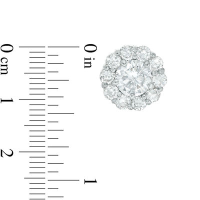 7mm Cubic Zirconia Frame Stud Earrings in Sterling Silver