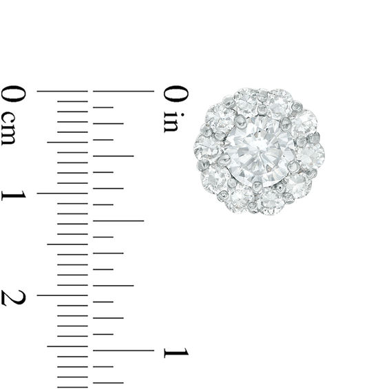 7mm Cubic Zirconia Frame Stud Earrings in Sterling Silver