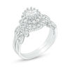 Thumbnail Image 1 of 5.5mm Cubic Zirconia Frame Scroll Bridal Set in Sterling Silver - Size 7