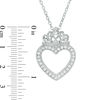 Thumbnail Image 2 of Crystal Heart Outline with Crown Vintage-Style Pendant in Brass with White Rhodium