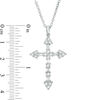 Thumbnail Image 2 of Baguette Cubic Zirconia and Round Crystal Gothic-Style Cross Pendant in Brass with White Rhodium