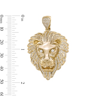 Cubic Zirconia Lion Head Necklace Charm in 10K Solid Gold