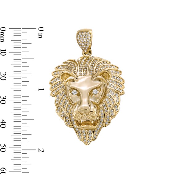 Cubic Zirconia Lion Head Necklace Charm in 10K Solid Gold