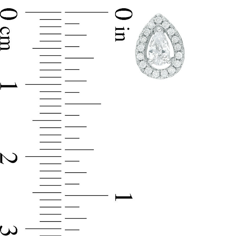 Main Image 2 of Pear-Shaped Cubic Zirconia Frame Stud Earrings in Solid Sterling Silver