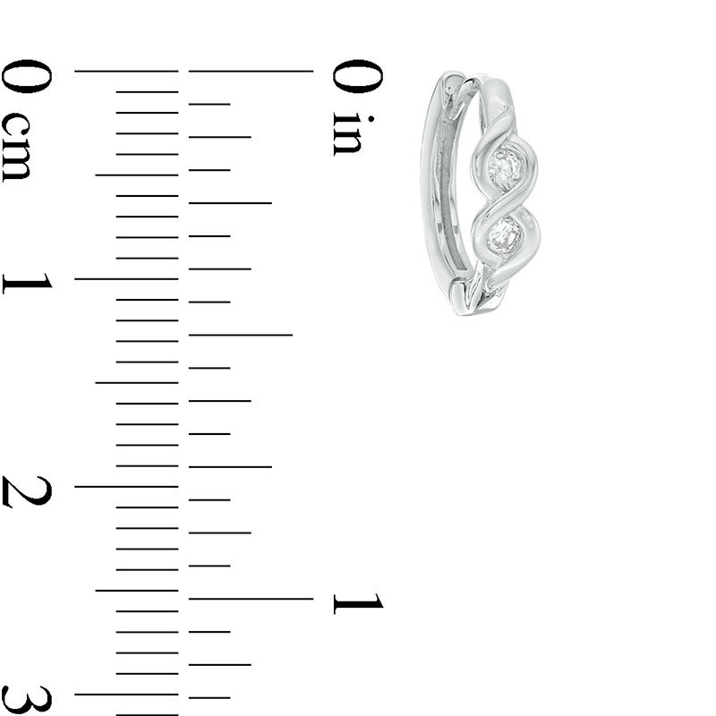 Main Image 2 of Cubic Zirconia Infinity Huggie Hoop Earrings in Sterling Silver