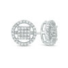 Thumbnail Image 1 of Cubic Zirconia Square Composite Circle Frame Stud Earrings in Sterling Silver