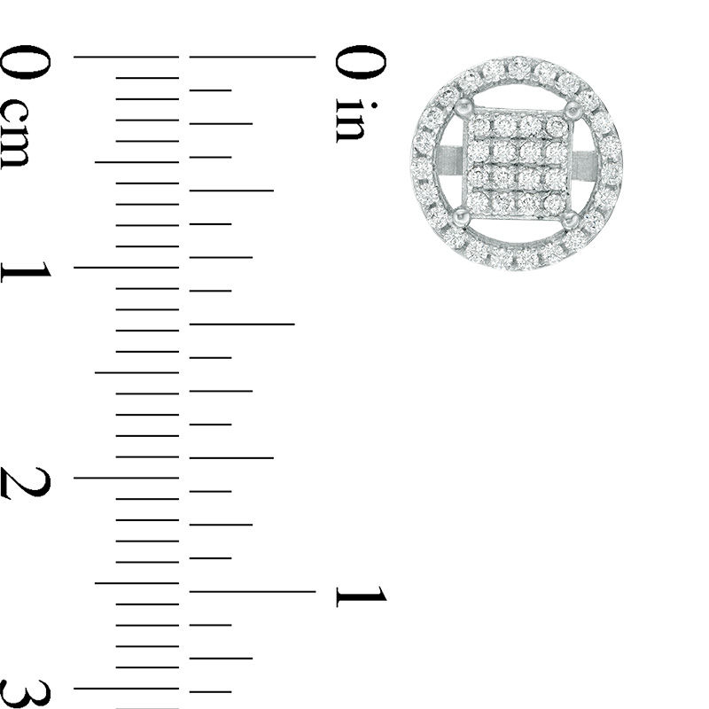 Main Image 2 of Cubic Zirconia Square Composite Circle Frame Stud Earrings in Sterling Silver