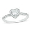 Thumbnail Image 0 of 5mm Heart-Shaped Cubic Zirconia Framed Ring in Sterling Silver - Size 8