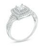 Thumbnail Image 2 of 5mm Cushion-Cut Cubic Zirconia Double Frame Infinity Shank Engagement Ring in Sterling Silver - Size 7
