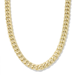 Made in Italy 11mm Cuban Curb Chain Necklace in 10K Semi-Solid Gold - 24&quot;