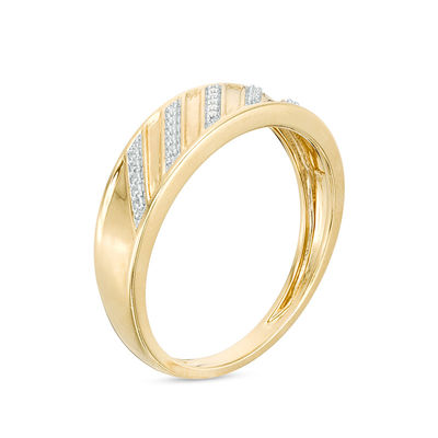 1/10 CT. T.W. Diamond Square Composite Wedding Ensemble in 10K Gold - Size 7 and 10.5