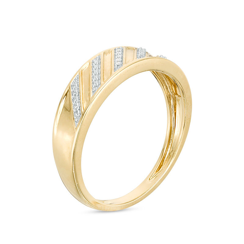 1/10 CT. T.W. Diamond Square Composite Wedding Ensemble in 10K Gold - Size 7 and 10.5