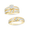 Thumbnail Image 0 of 1/6 CT. T.W. Diamond Composite Wedding Ensemble in 10K Gold - Size 7 and 10.5
