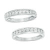 1/4 CT. T.W. Diamond Wedding Ensemble in Sterling Silver - Size 7 and 10.5