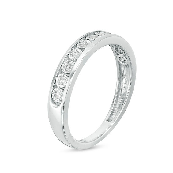1/4 CT. T.W. Diamond Wedding Ensemble in Sterling Silver - Size 7 and 10.5