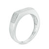 Thumbnail Image 2 of 1/4 CT. T.W. Diamond Geometric Vintage-Style Wedding Ensemble in Sterling Silver - Size 7 and 10.5