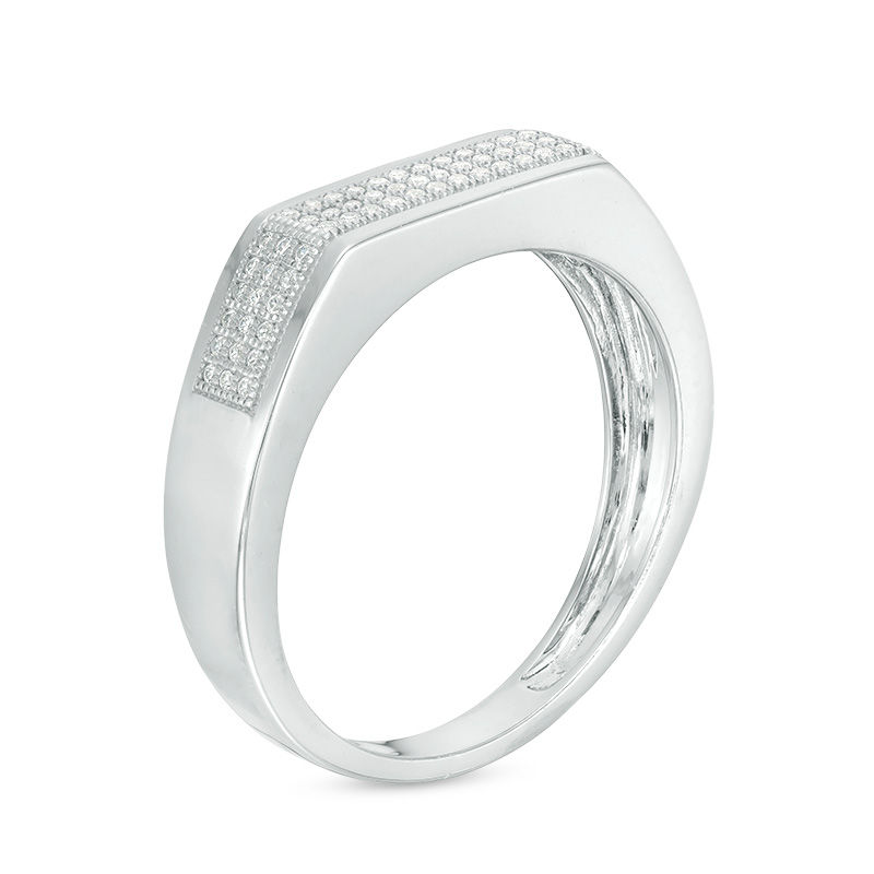 Main Image 2 of 1/4 CT. T.W. Diamond Geometric Vintage-Style Wedding Ensemble in Sterling Silver - Size 7 and 10.5