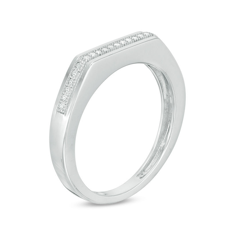 Main Image 3 of 1/4 CT. T.W. Diamond Geometric Vintage-Style Wedding Ensemble in Sterling Silver - Size 7 and 10.5