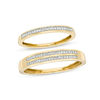 Thumbnail Image 0 of 1/5 CT. T.W. Diamond Row Wedding Band Ensemble in 10K Gold - Size 7 and 10.5