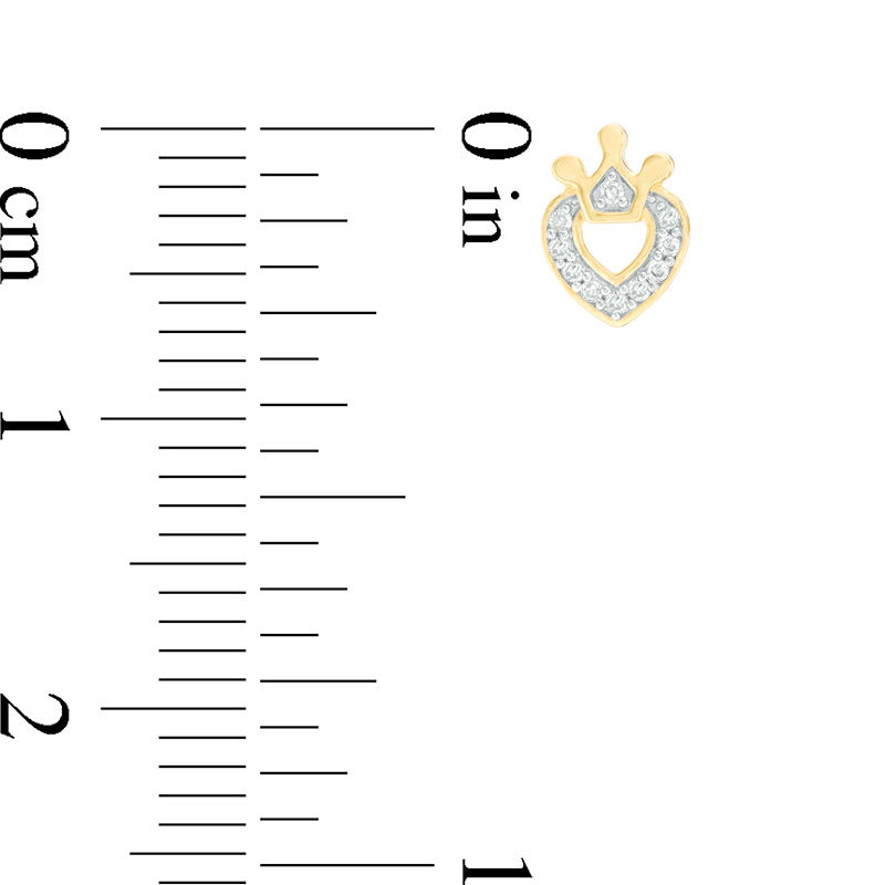 1/20 CT. T.W. Diamond Heart with Crown Stud Earrings in 10K Gold