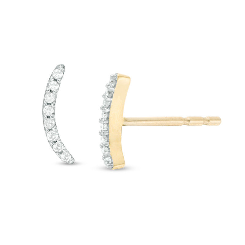 1/20 CT. T.W. Diamond Curved Stud Earrings in 10K Gold