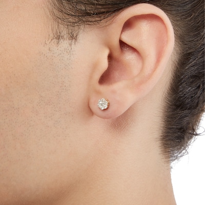 10K Solid Gold 1/2 CT. T.W. Multi-Diamond Flower Studs