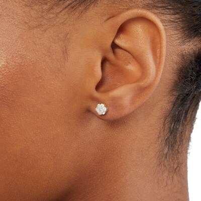 10K Solid Gold 1/2 CT. T.W. Multi-Diamond Flower Studs