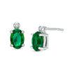 Thumbnail Image 1 of Oval Green Quartz Doublet and Diamond Accent Stud Earrings in Sterling Silver