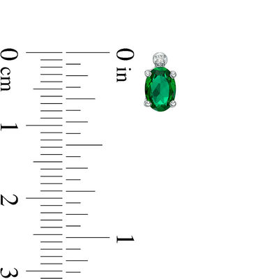 Oval Green Quartz Doublet and Diamond Accent Stud Earrings in Sterling Silver