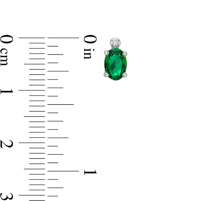 Main Image 2 of Oval Green Quartz Doublet and Diamond Accent Stud Earrings in Sterling Silver