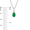 Thumbnail Image 2 of Oval Green Quartz Doublet and Diamond Accent Tri-Top Pendant in Sterling Silver